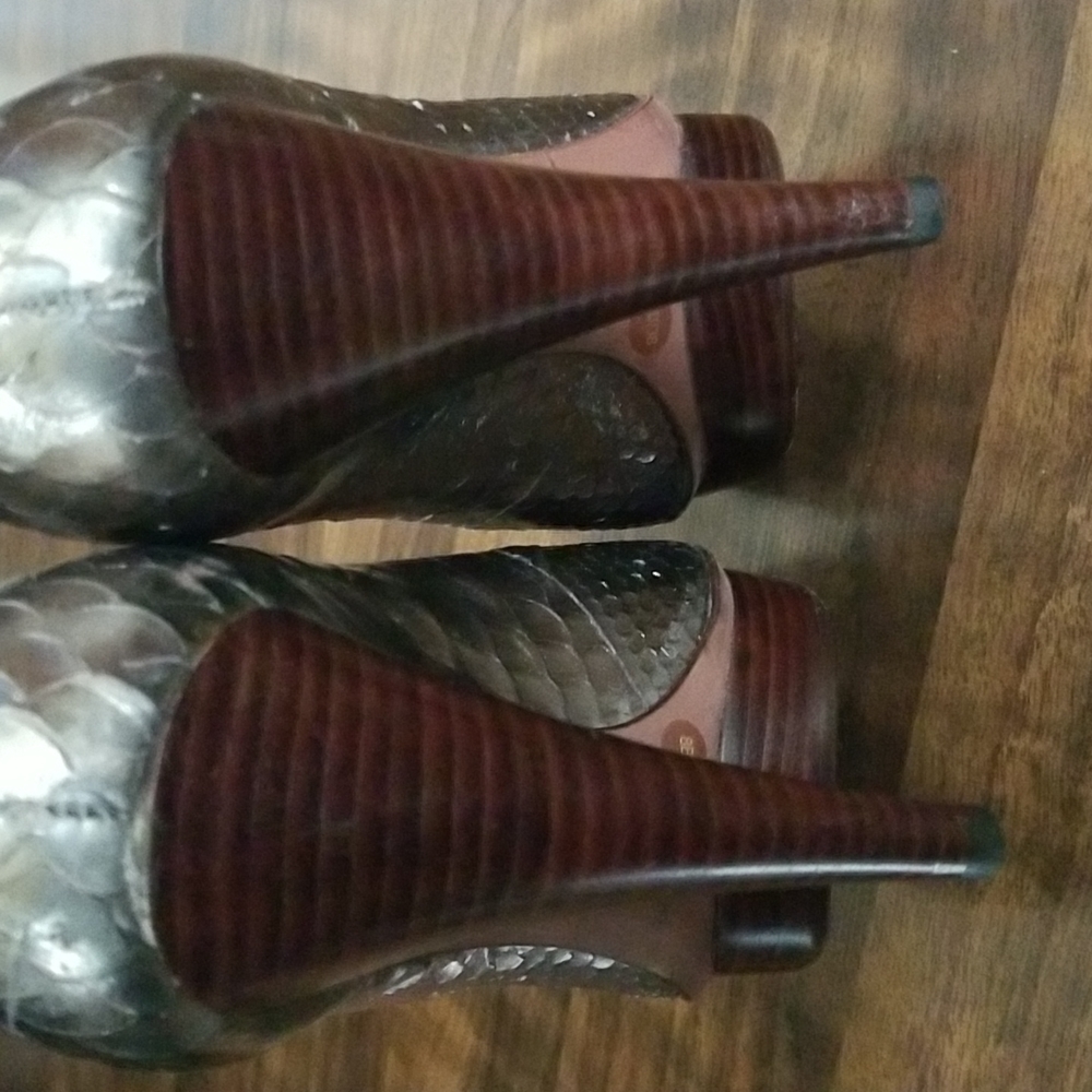 Bcbgmaxazria Python Platform Peeptoe All Leather … - image 8